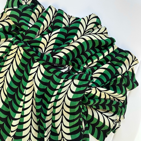 Totem Brazilian Designer Maxi Skirt Green Black & Cream Print Size S - Picture 2 of 16